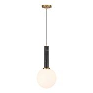 Callaway 1-Light Pendant in Black Marble with Warm Brass