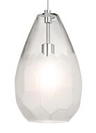 Tech Briolette 14 Inch Pendant Light in Satin Nickel and Frost