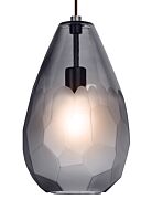 Tech Briolette 2700K LED 14 Inch Pendant Light in Satin Nickel and Smoke