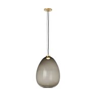 Kapoor 1-Light LED Pendant in Transparent Smoke with Natural Brass