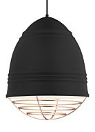 Tech Loft 3 Light 2700K LED 22 Inch Pendant Light in Rubberized Black with White Interior