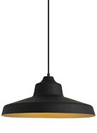 Zevo 1-Light LED Pendant in Black with Gold