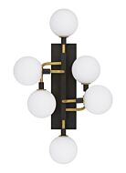 Tech Viaggio 6 Light 3000K LED 27 Inch Wall Sconce in Opal/Brass