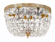 Crystorama 2 Light 10 Inch Ceiling Light in Olde Brass with Clear Hand Cut Crystals