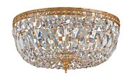 Crystorama 3 Light 14 Inch Ceiling Light in Olde Brass with Clear Hand Cut Crystals