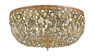 Crystorama 3 Light 14 Inch Ceiling Light in Olde Brass with Golden Teak Hand Cut Crystals