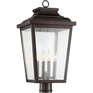 The Great Outdoors Irvington Manor 4 Light 24 Inch Outdoor Post Light in Chelesa Bronze