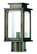 Princeton 1-Light Outdoor Post-Top Lanterm in Vintage Pewter w with Polished Chrome Stainless Steel