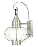 Newburyport 1-Light Outdoor Wall Lantern in Brushed Nickel