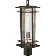 The Great Outdoors San Marcos 21 Inch Outdoor Post Light in Black with Antique Copper Accents