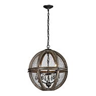 Renaissance Invention 3-Light Pendant in Aged Wood
