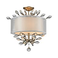 Asbury 3-Light Semi-Flush Mount in Aged Silver