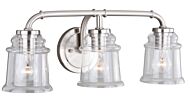 Toledo 3-Light Bathroom Vanity Light in Satin Nickel