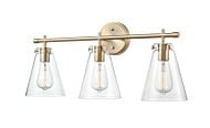 Millennium 3 Light Bathroom Vanity Light in Modern Gold