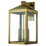 Nyack 3-Light Outdoor Wall Lantern in Antique Brass