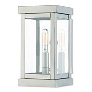 Hopewell 1-Light Outdoor Wall Lantern in Brushed Nickel w with Polished Chrome Stainless Steel