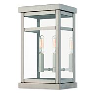 Hopewell 2-Light Outdoor Wall Lantern in Brushed Nickel w with Polished Chrome Stainless Steel