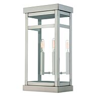 Hopewell 2-Light Outdoor Wall Lantern in Brushed Nickel w with Polished Chrome Stainless Steel