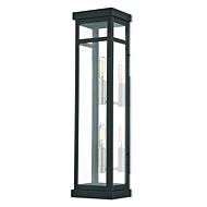 Hopewell 2-Light Outdoor Wall Lantern in Black w with Brushed Nickel Cluster and Polished Chrome Stainless Steel