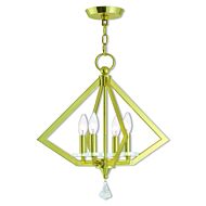 Diamond 4-Light Mini Chandelier in Polished Brass