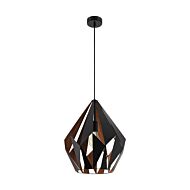 Carlton 1-Light Pendant in Matte Black with Copper