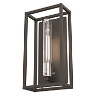 DVI Sambre Outdoor 1-Light Outdoor Wall Sconce in Stainless Steel and Hammered Black
