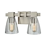 Ensley 2-Light Bathroom Vanity Light in Satin Nickel