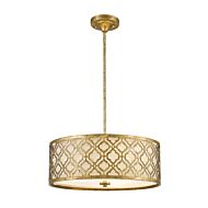 Arabella 3-Light Pendant with Semi-Flush in Distressed Gold