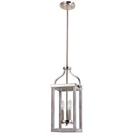 Montrose 3-Light Pendant in Acia Wood & Brushed Nickel