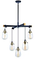 Kassidy 5-Light Chandelier in Black and Natural Brass