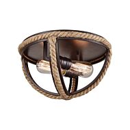 Natural Rope 2-Light Flush Mount in Oil Rubbed Bronze