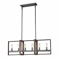 DVI Blairmore 6-Light Linear Pendant in Ironwood and Graphite