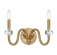 Bergdorf 2-Light Wall Sconce in Warm Brass