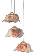 Catrice 3-Light Pendant in Painted Silver with Contemporary Silver Leaf with Natural Shell