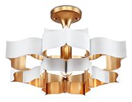 Grand Lotus 1-Light Chandelier in Sugar White with Comtemoprary Gold Leaf