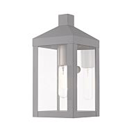 Nyack 1-Light Outdoor Wall Lantern in Nordic Gray w with Brushed Nickels and Polished Chrome Stainless Steel