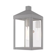 Nyack 1-Light Outdoor Wall Lantern in Nordic Gray w with Brushed Nickels and Polished Chrome Stainless Steel