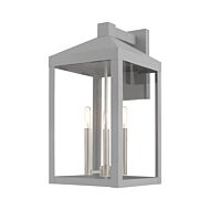 Nyack 3-Light Outdoor Wall Lantern in Nordic Gray w with Brushed Nickels