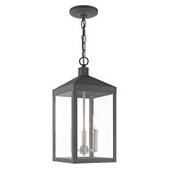 Nyack 3-Light Outdoor Pendant in Scandinavian Gray w with Brushed Nickels