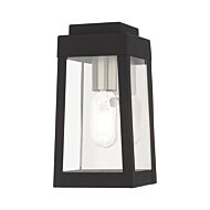 Oslo 1-Light Outdoor Wall Lantern in Black w with Brushed Nickels and Polished Chrome Stainless Steel