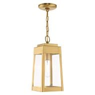 Oslo 1-Light Outdoor Pendant in Satin Brass