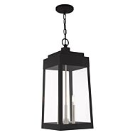 Oslo 3-Light Outdoor Pendant in Black w with Brushed Nickels