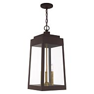 Oslo 3-Light Outdoor Pendant in Bronze w with Antique Brasss