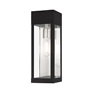 Barrett 1-Light Outdoor Wall Lantern in Black w with Brushed Nickel w/ Brushed Nickel Stainless Steel