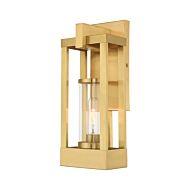 Delancey 1-Light Outdoor Wall Lantern in Satin Brass