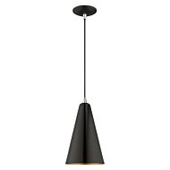 Dulce 1-Light Mini Pendant in Shiny Black w with Polished Chromes