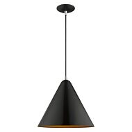 Dulce 1-Light Mini Pendant in Shiny Black w with Polished Chromes