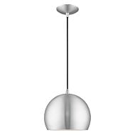 Piedmont 1-Light Mini Pendant in Brushed Aluminum w with Polished Chromes