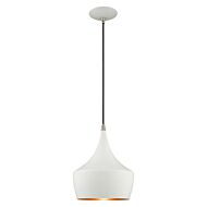 Waldorf 1-Light Mini Pendant in White w with Brushed Nickels