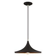 Waldorf 1-Light Mini Pendant in Black w with Brushed Nickels